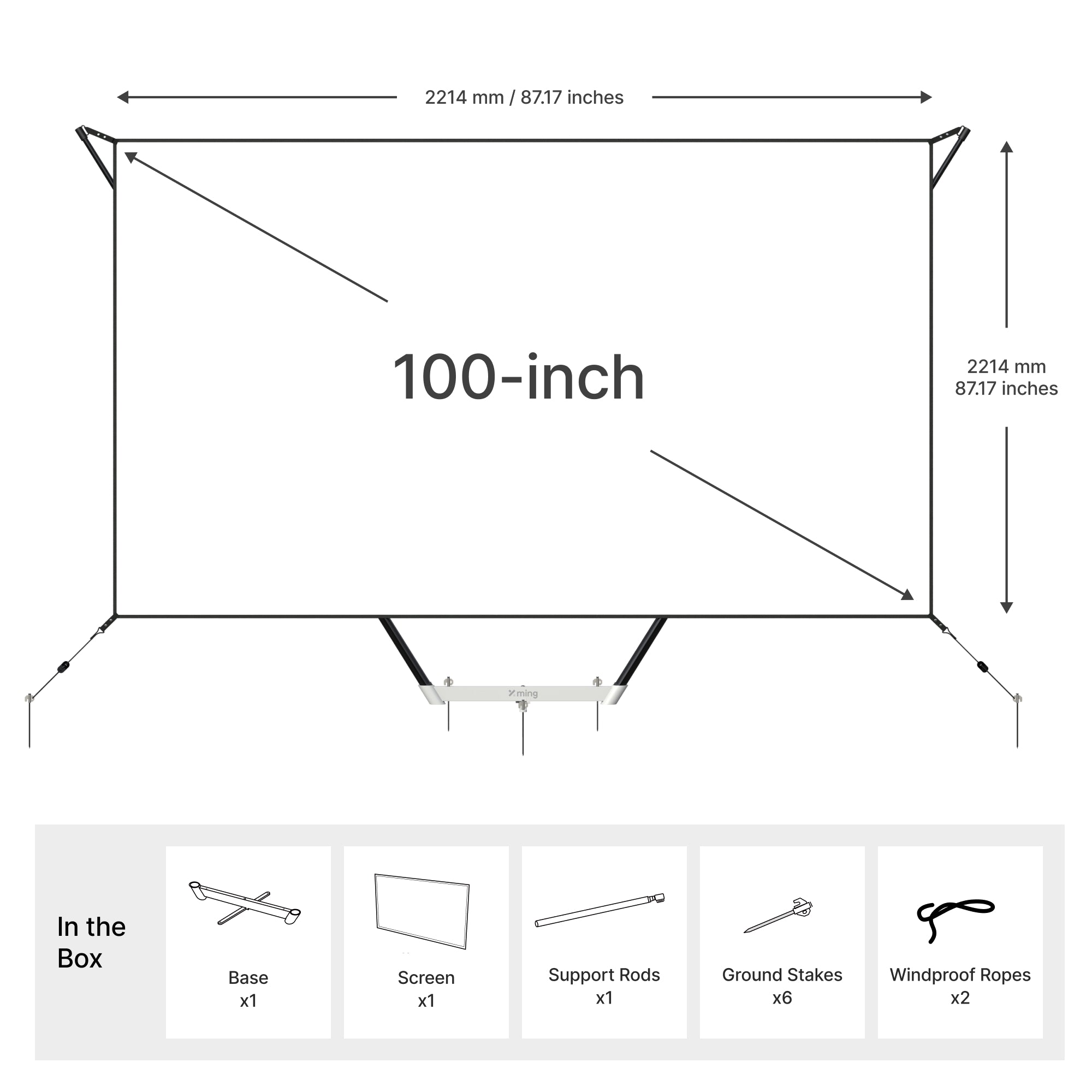 Xming Portable Outdoor Foldable 100-inch Screen Perfect for Outdoor Mo ...